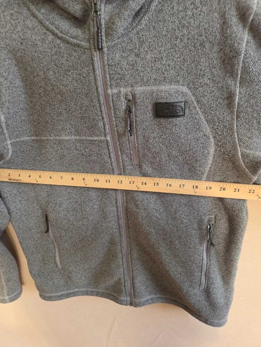 The North Face Jacket Gray Fleece Hooded Full Zip Outdoor Thermal Size Large